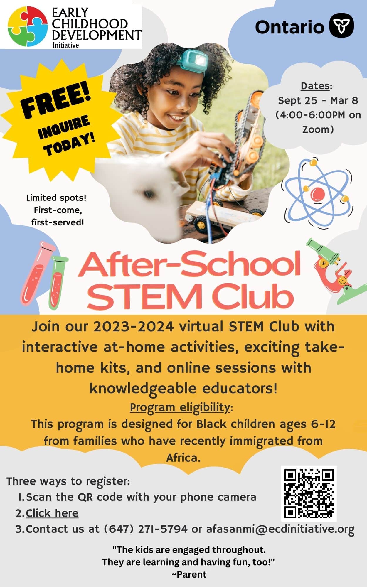2023-2024 After-school STEM Camp flyer (5 × 8 in)